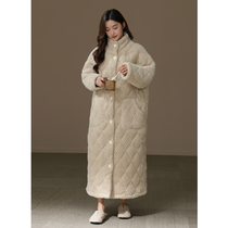 (Super Thick) Lady Coral Suede Cardiovert Pyjamas Winter Three Layers Clip Cotton Warm Sleeping Dressing Bathrobe Cotton Padded Jacket