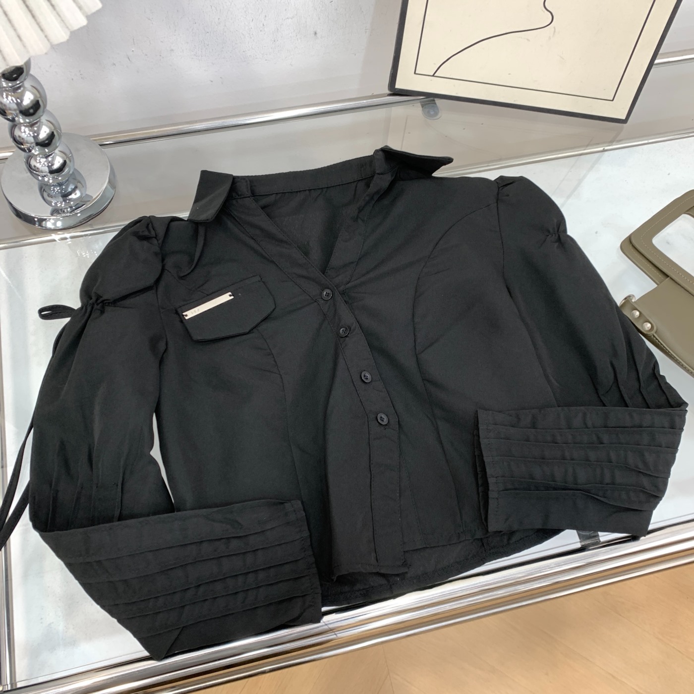 衬衫秋季短款小众时尚新款通勤单排扣小个子上衣女 I#28 - 图1