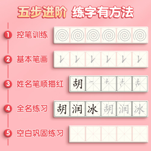 六品堂名字练字帖定制姓名学前班定制儿童描红本幼儿园启蒙宝宝控笔幼小衔接一年级字帖大班小学生笔画笔顺数字练习写字楷书临摹-图1