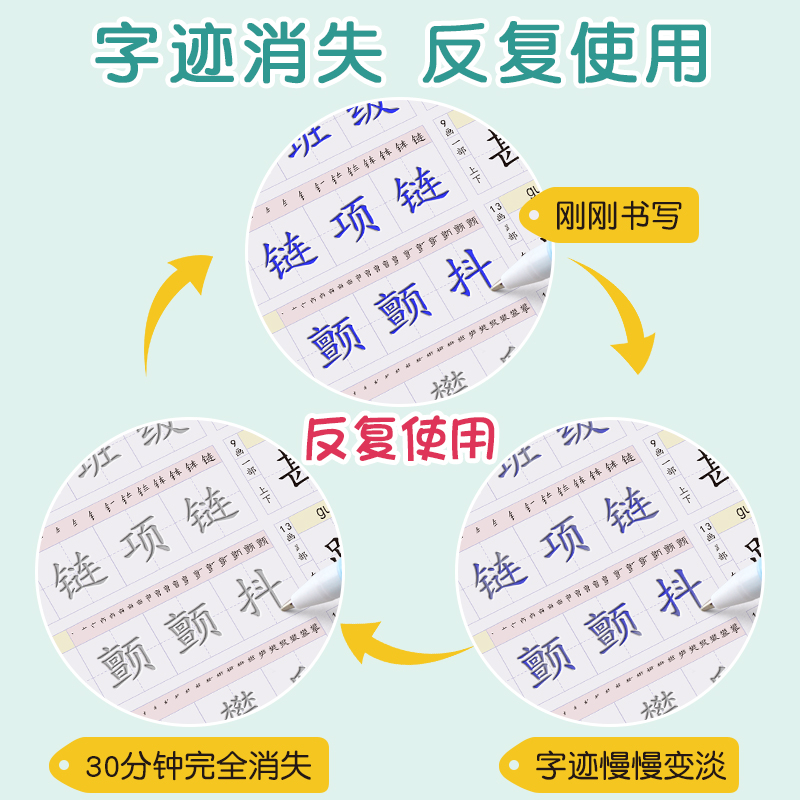 四年级凹槽练字贴上册下册语文同步字帖每日一练人教版小学生专用五年级六年级钢笔书写练习写字儿童楷书硬笔书法练字本入门-图3