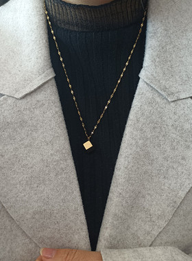 新款ins几何吊坠项链钛钢毛衣链