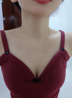 钛钢镀金闪O女气质猪鼻子项链