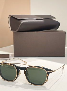 日系复古方圆两用挂夹片太阳镜