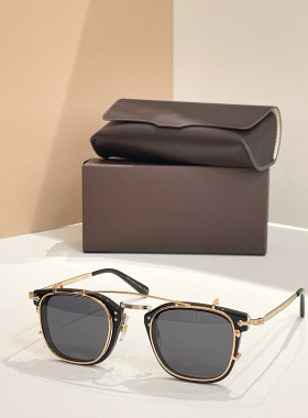 日系OP复古圆形板材近视墨镜夹片