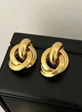 复古冷淡风金色耳环耳扣女轻奢