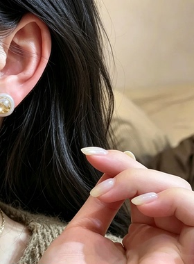 法式复古大珍珠耳环耳钉女高级感