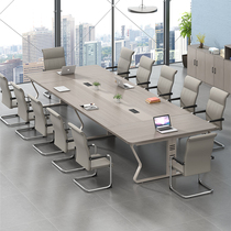 Conference table meeting room Long table steel frame wooden meeting table and chairs combination minimalist light and luxurious strip meeting to negotiate table