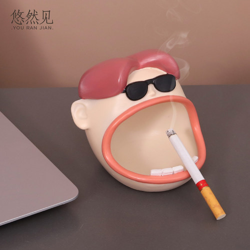 卡通大嘴哥烟灰缸可爱搞怪ins创意个性客厅办公桌桌面装饰品简约 - 图3