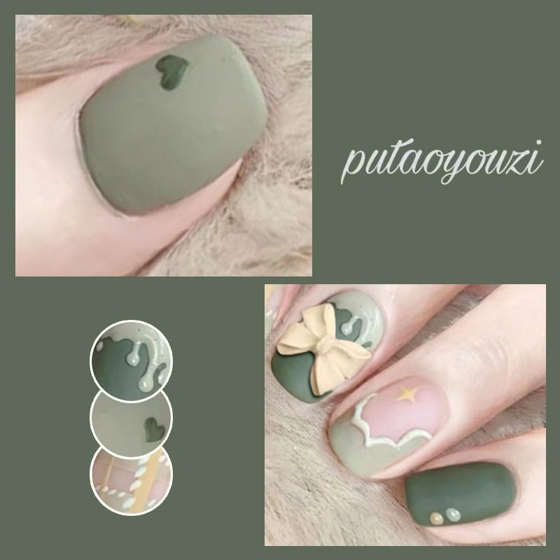 2026年新款儿童美甲穿戴甲感短款秋季抹茶奶盖24片假指甲贴片,淘宝优惠券,粉丝福利购,淘宝优惠卷