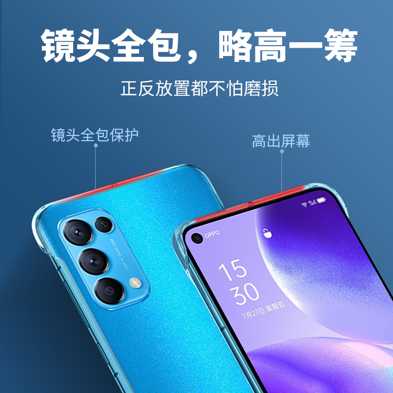 适用于opporeno5手机壳全透明新款无边框男女reno5pro超薄透气防摔防指纹潮reno5pro+硬壳高级感reno5k保护套 - 图1