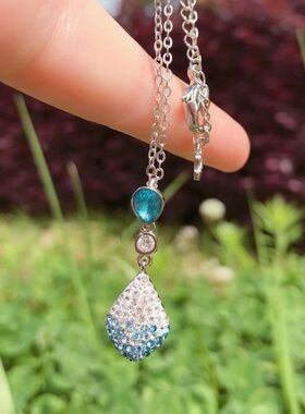 格芙顿官方FUN渐变色水滴镶钻项链时尚红色金韵水晶锁骨链女礼物