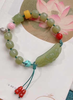 天然和田玉原创单圈手牌手链