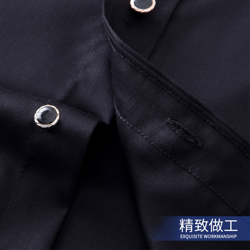 俞兆林长袖纯黑色竹纤维商务衬衫 瑞飞服饰衬衫