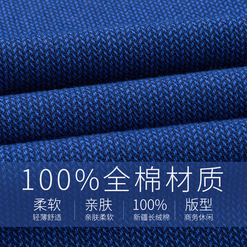 罗蒙纯棉衬衫男长袖商务休闲中年 瑞飞服饰衬衫