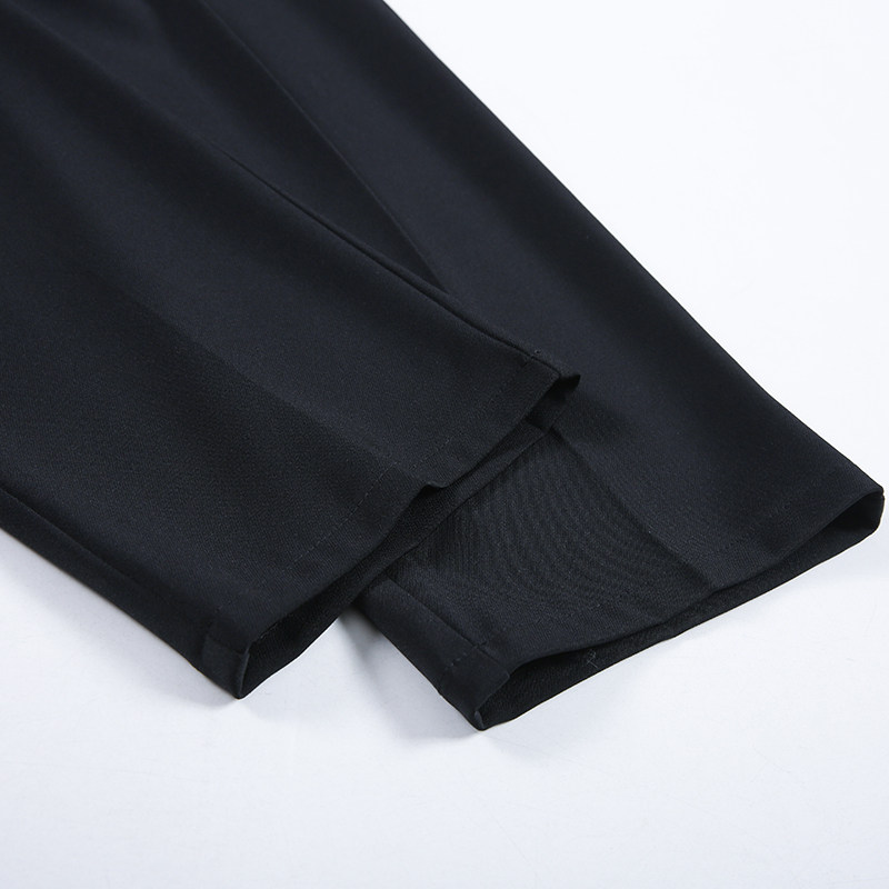 直筒宽松阔腿高腰休闲黑色西装裤 序爱休闲裤