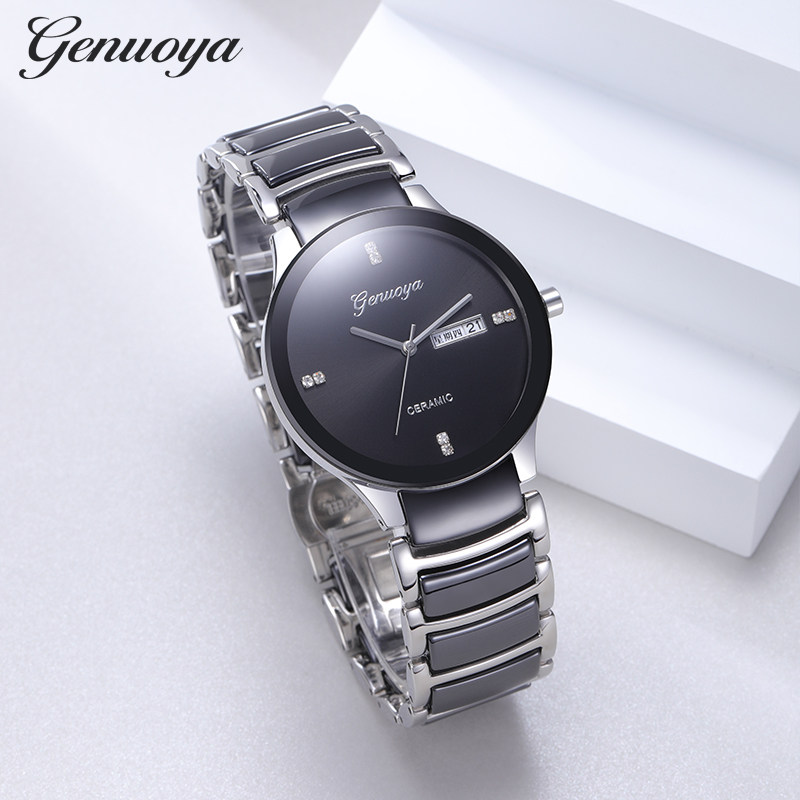 格诺雅小众男正品陶瓷防水石英表 格诺雅国产腕表