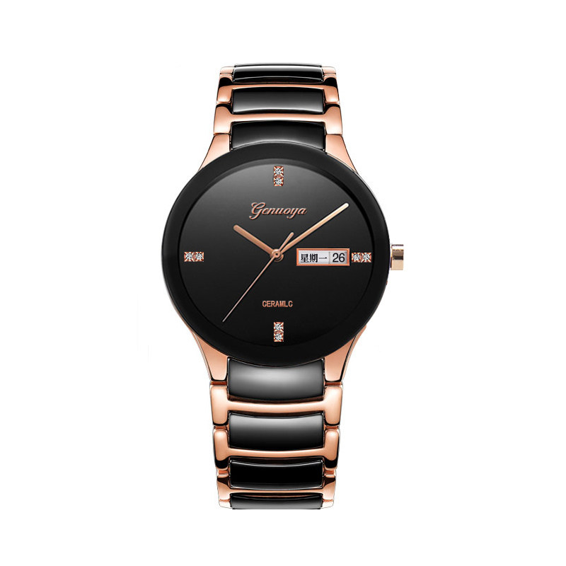 格诺雅小众男正品陶瓷防水石英表 格诺雅国产腕表