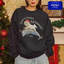 December New products South Korean designer brand waikei Christmas hat cute puppy pattern loose sweatshirt