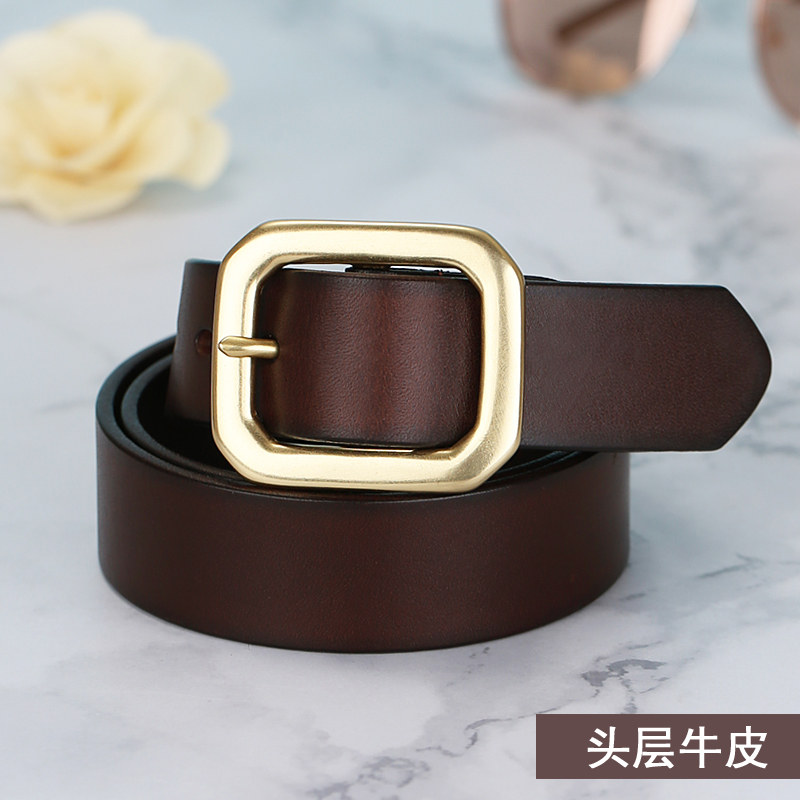 VGXOUE女士皮带真皮腰带女休闲针扣铜扣宽版牛仔裤带女士头层牛皮,淘宝优惠券,粉丝福利购,淘宝优惠卷