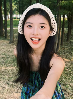 夏季出游田园风三角头巾甜美女
