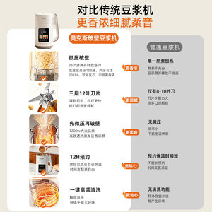 奥克斯豆浆机立体微压家用轻音破壁多功能辅食搅拌料理机2025新款
