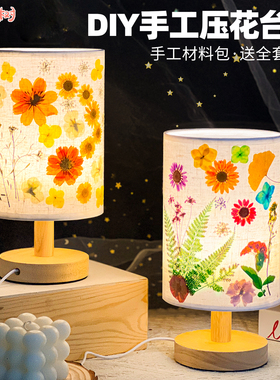 感恩节礼物植物花卉压花台灯手工diy材料团建亲子活动床头灯摆件
