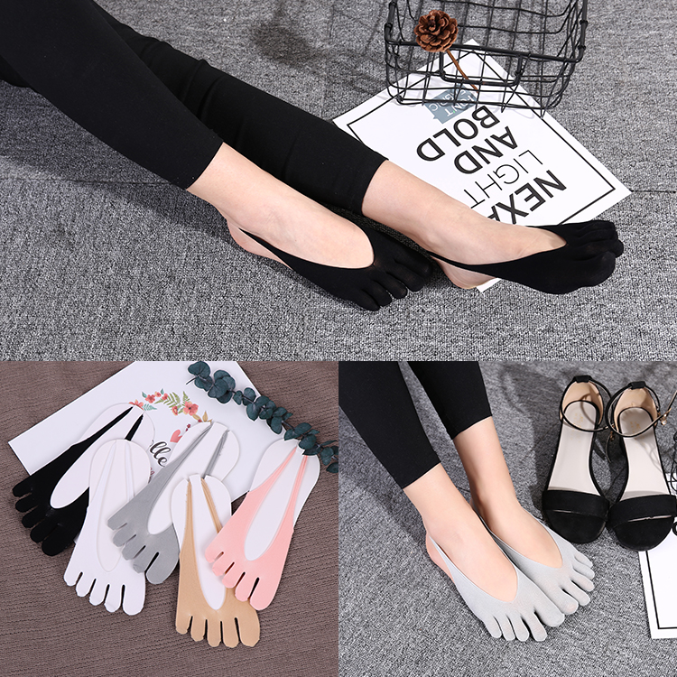 夏季袜子女隐形袜五指袜船袜天鹅绒网眼透气超薄浅口吊带袜脚趾袜 - 图2