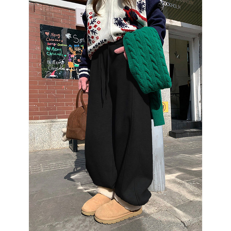 马卡龙色调加绒加厚绒束脚卫裤2025冬季新款宽松运动休闲阔腿裤女,淘宝优惠券,粉丝福利购,淘宝优惠卷