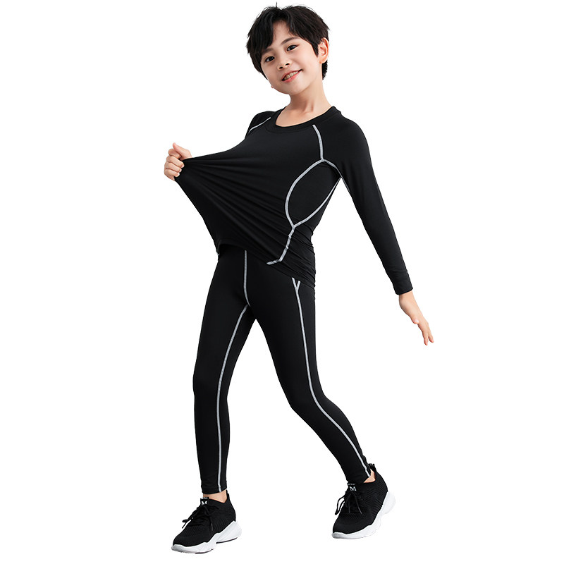 儿童打底速干衣套装男女童训练网球瑜伽服舞蹈服足球紧身运动冬季