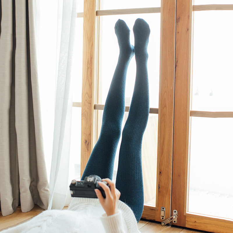 羊毛针织春秋季竖条纹中厚连裤袜 rosirollan服饰打底裤