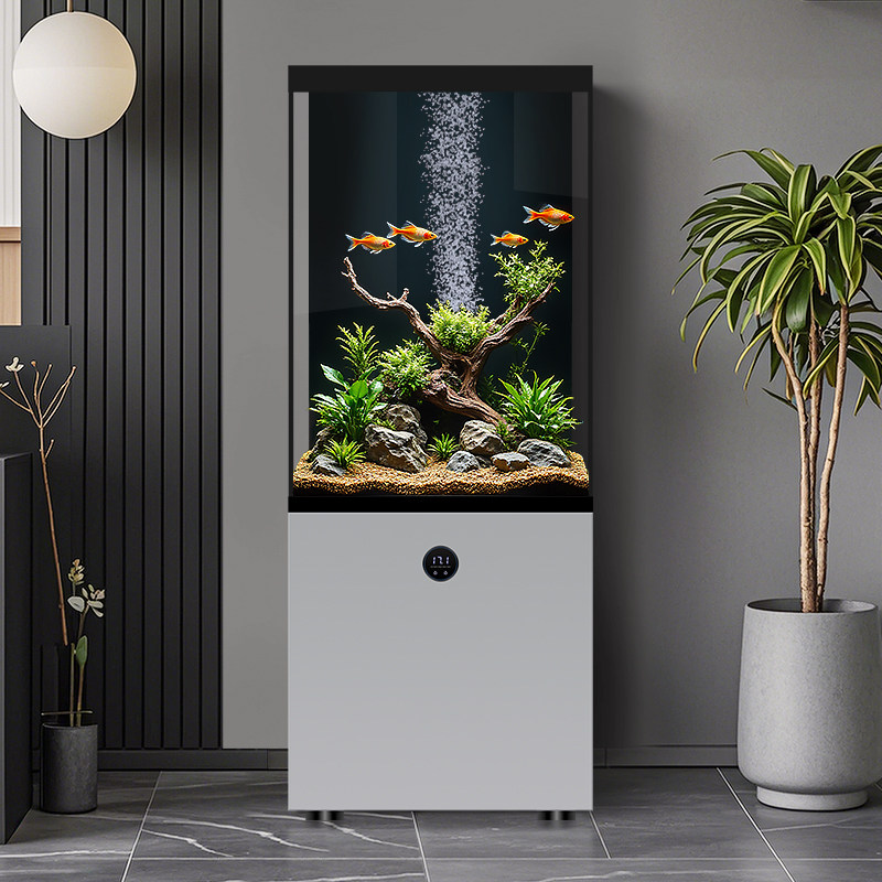 汉霸2025新款鱼缸客厅立式家用底滤小型超白玻璃水族箱智能落地,淘宝优惠券,粉丝福利购,淘宝优惠卷