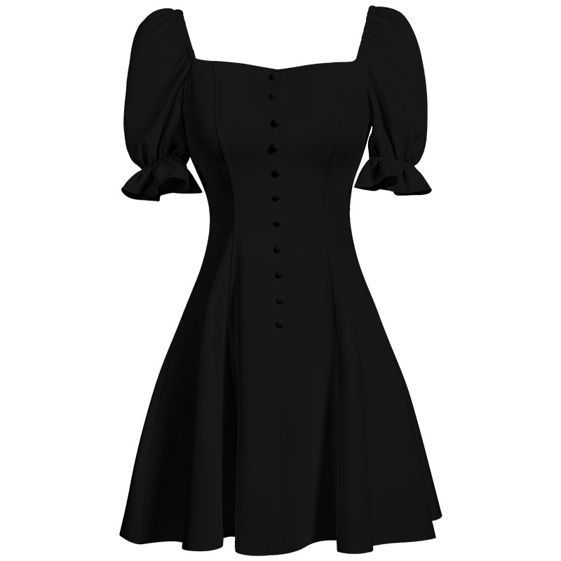 小黑裙女夏2020新款赫本风连衣裙 米索格连衣裙