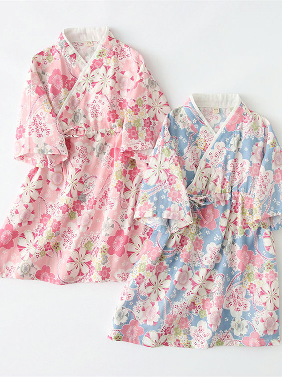 纯棉纱布亲子可外穿春夏女童短袖和服睡裙女孩汉服睡衣温泉汗蒸服,淘宝优惠券,粉丝福利购,淘宝优惠卷