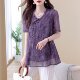 ເສື້ອຍືດແຂນສັ້ນ chiffon ແມ່ບວກຂະຫນາດແມ່ນວ່າງແລະ slimming