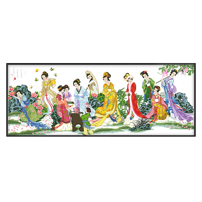 红楼梦十二金钗十字绣新款手工线绣古典人物古代12美女群芳图自绣_虎窝淘