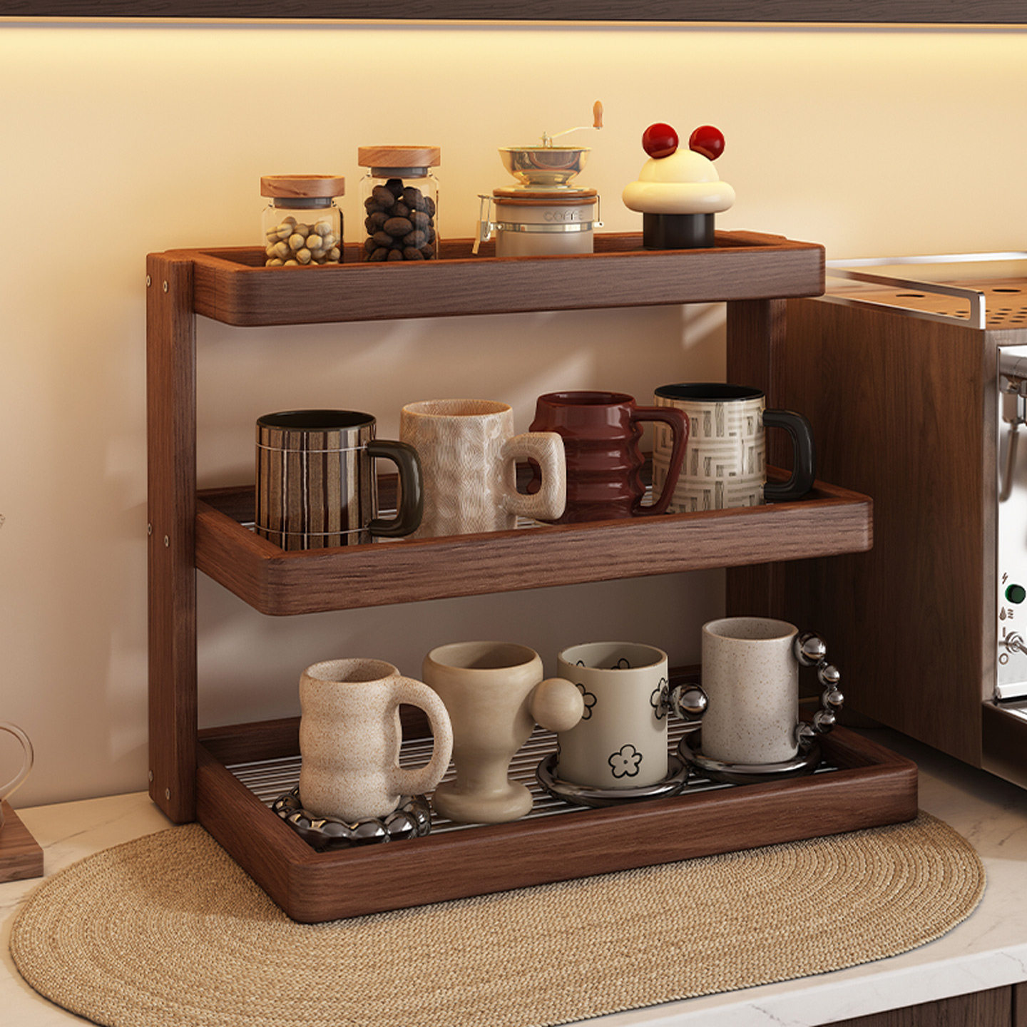 实木杯架餐桌台面置物架餐边柜咖啡杯水杯茶杯玻璃杯亚克力收纳架,淘宝优惠券,粉丝福利购,淘宝优惠卷