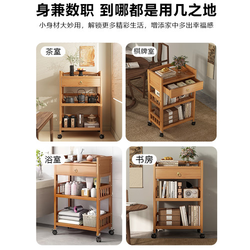 移动小推车茶几置物架小户型边几带轮茶桌边柜麻将桌茶几茶水架 - 图3