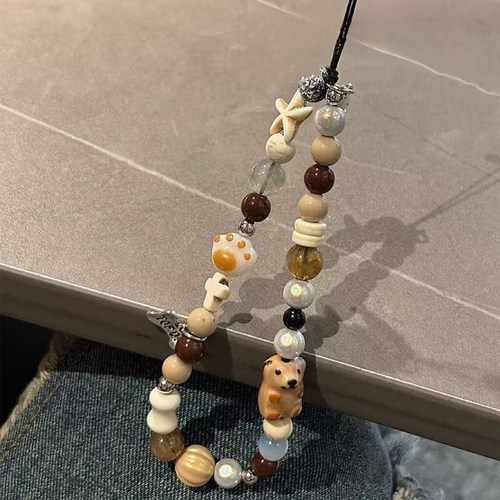 多巴胺樱花爱心ins彩色挂饰手工可爱串珠手机链女ccd挂绳相机挂件 - 图3