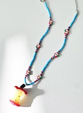 夏日多巴胺苹果核串珠百搭锁骨链