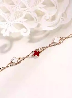 四叶草手链红玛瑙轻奢未镶嵌女