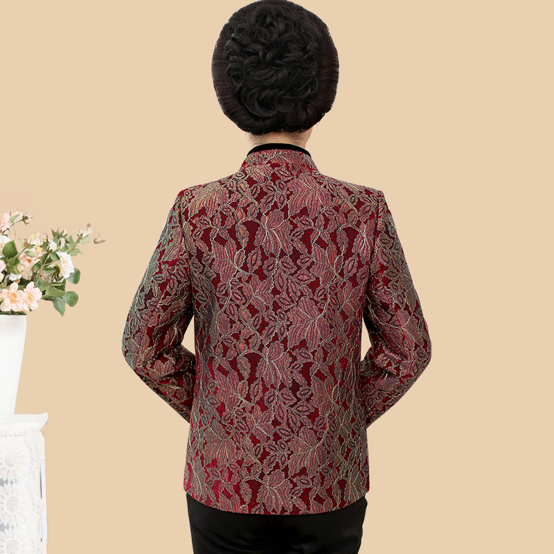 发财花旗舰店发财花中老年人女装春装外套立领唐装妈妈装蕾丝上衣老太太春秋款0