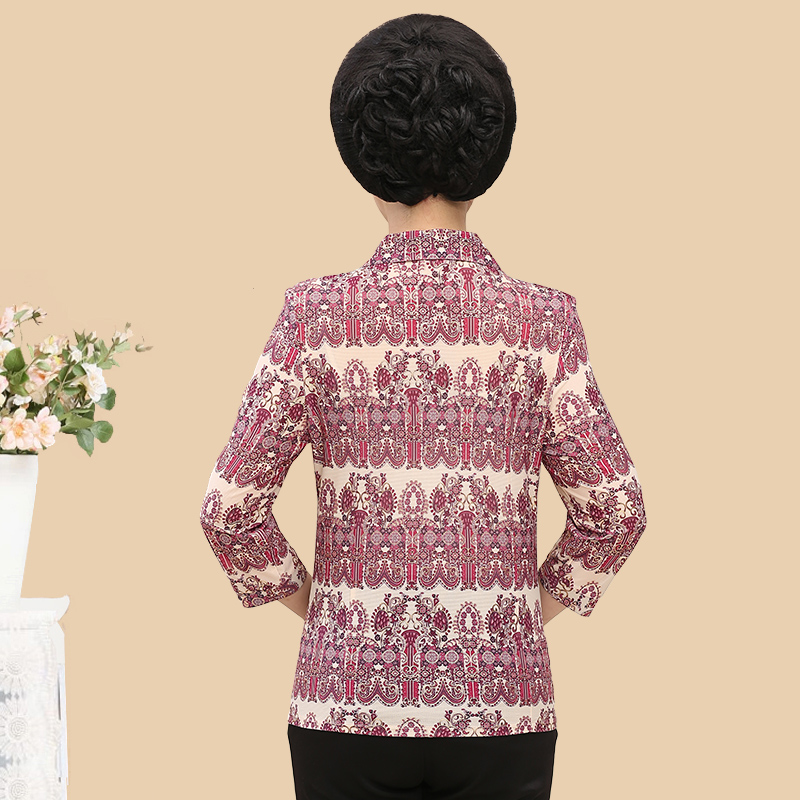 发财花旗舰店发财花 中老年女装秋装衬衫妈妈装长袖上衣服饰老人奶奶夏装衬衣0