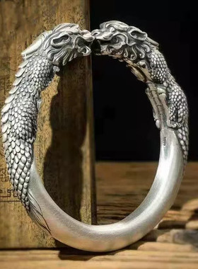 藏银招财貔貅手镯男士霸气潮复古老九门张大佛爷复古个性开口手环