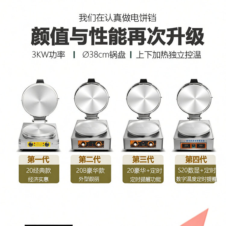 Commercial electric baking pan desktop automatic constant temperature 20 type double-sided heating in-laws shortbread sauce fragrant thousand-layer pancakes and steamed buns