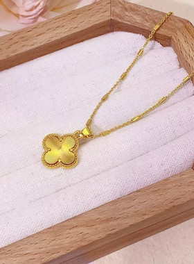 铜合金项链 【四叶草吊坠+星光链条】新中式轻奢饰品简约气质锁骨
