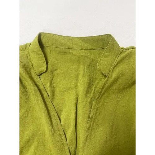Womens Casual V Neck Loose Waist Pleated Dress Short Sleeve - 图1