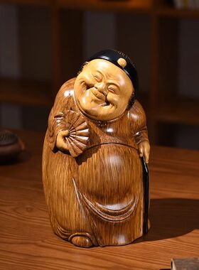 新中式摆件古风地主婆仿竹根木雕工艺品创意酒柜书房茶室空间装饰