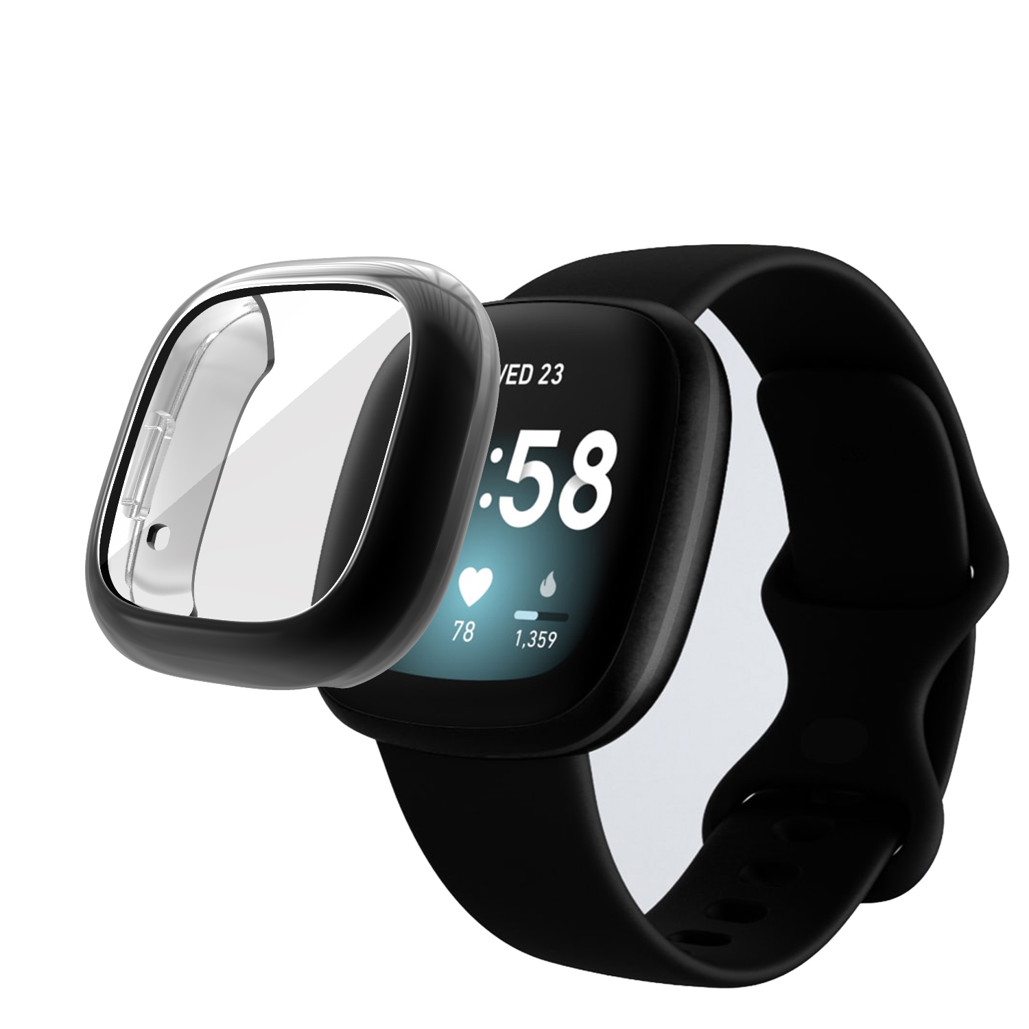 适用fitbit versa3/4智能运动手表sense2全包TPU硅胶保护壳防摔套 - 图0