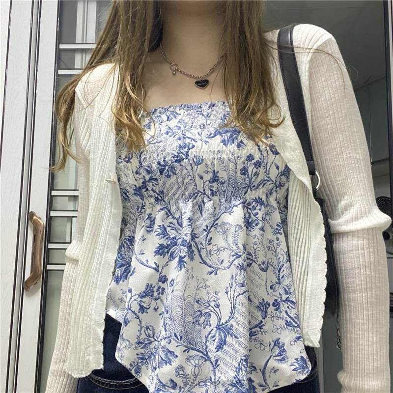 2021夏季新款辣妹碎花吊带打底+装 美人宫时尚套装