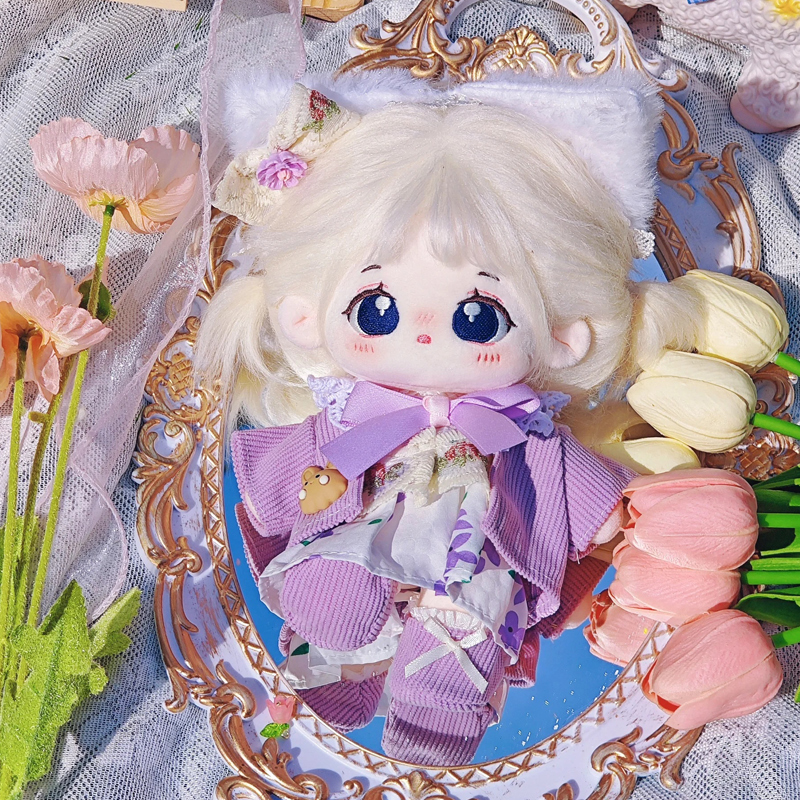 紫薯芋喵20cm棉花娃娃女娃衣服连衣裙原创正版现货无属性公仔换装 - 图1